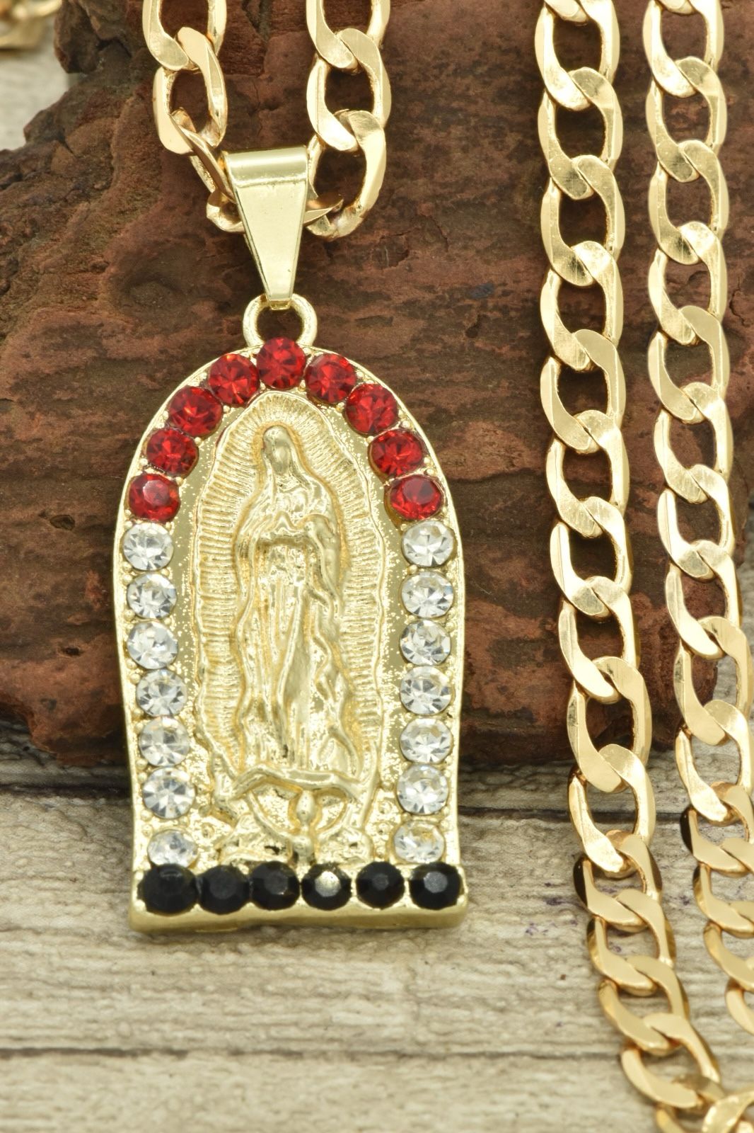 CADENA CUBANA 60CMM - 4MM + VIRGEN GUADALUPE