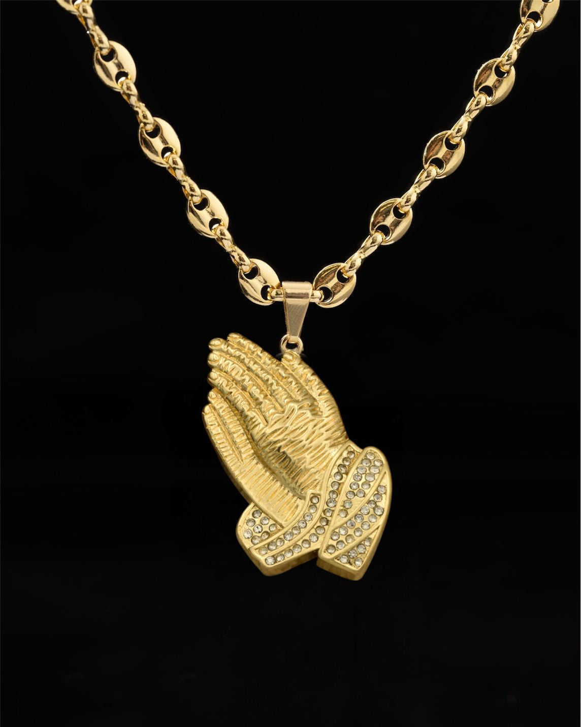 Cadena Eslabón ( 60 cm - 4 MM ) + Dijes Manos De Oracion