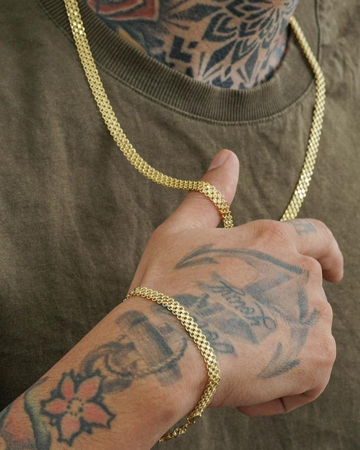 Cadena China Doble Carril ( 65 cm) 6 MM + Pulsera Gratis Doble Carril