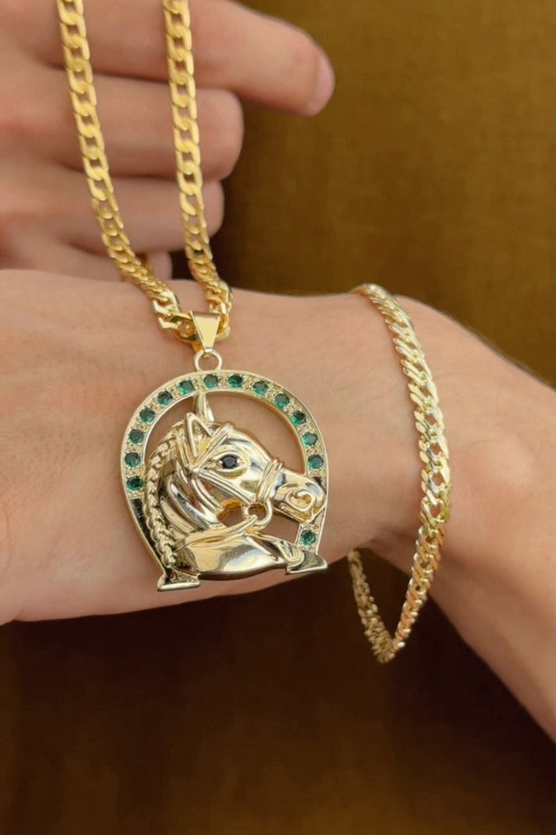 CADENA CUBANA (60CM 4MM) + DIJE HERRADURA + PULSERA GRATIS