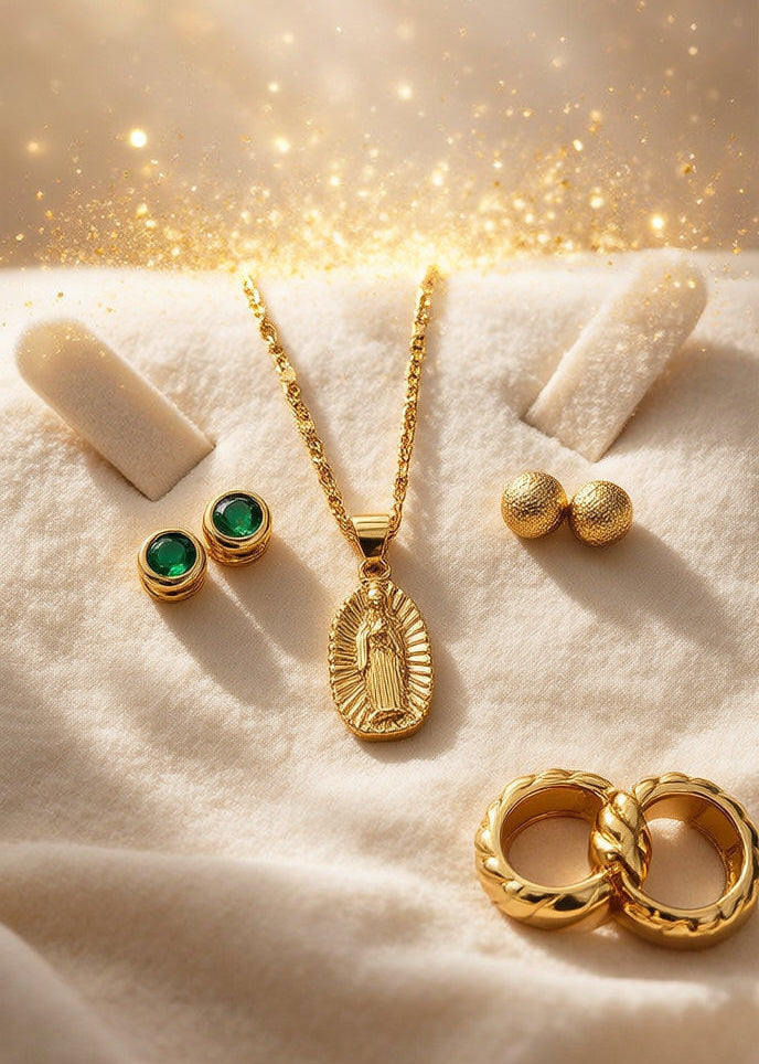 Cadena   Cubana (  45 CM    )  + Virgen Guadalupe                     + 3 Topos GRATIS !