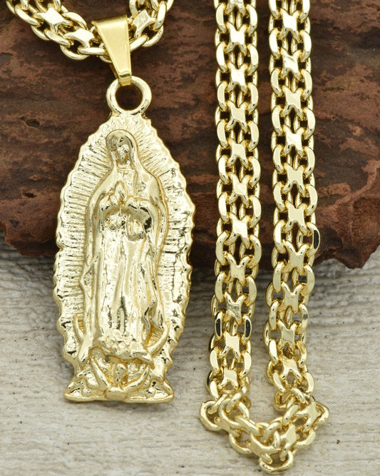 CADENA CHINEZCA (60CM 4MM) + DIJE VIRGEN GUADALUPE
