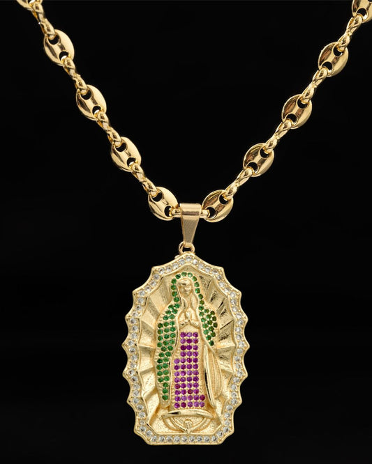 CADENA ESLABON 60 CM ( 4MM ) + VIRGEN GUADALUPE