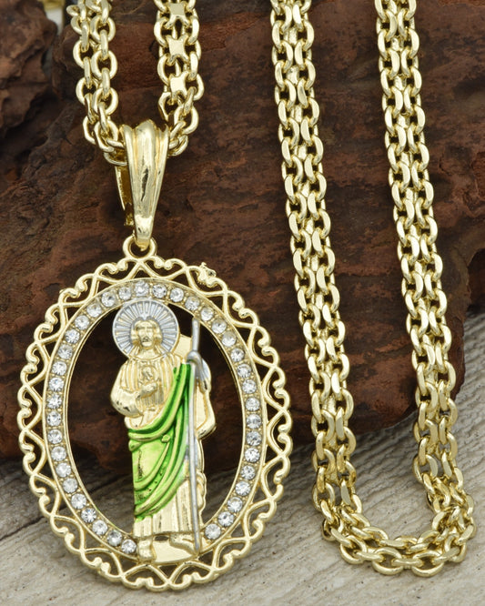 CADENA CHINEZCA (60CM 4MM) + DIJE  SAN JUDAS