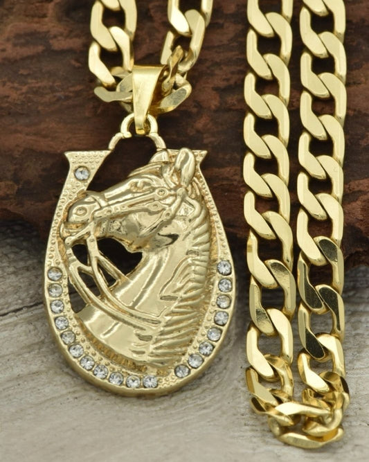 CADENA CUBANA (60CM 4MM) + DIJE HERRADURA