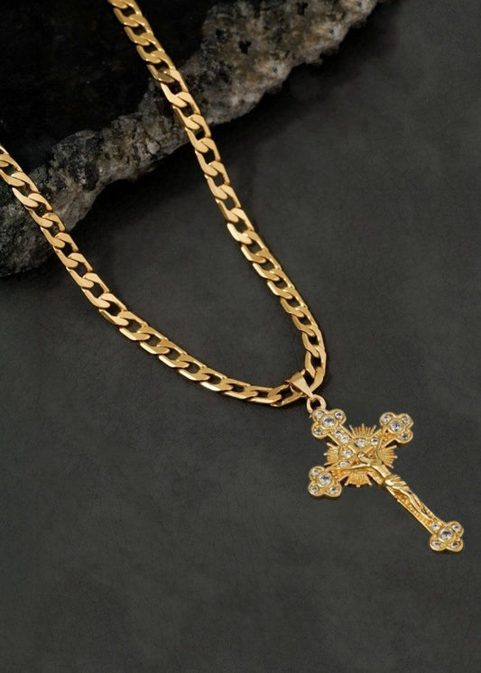 CADENA CUBANA (60CM 4MM) + CRISTO CRITAL