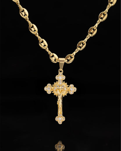 CADENA ESLABON (60CM 4MM) + DIJE CRISTO + PULSERA GRATIS