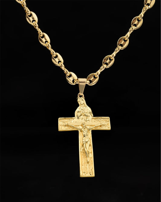 CADENA ESLABON (60CM 4MM) + DIJE CRUZ VIRGEN ()