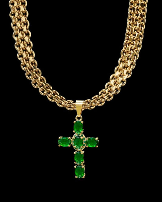 CADENA CHINA 60 CM - 4MM + DIJE CRISTAL VERDE ..