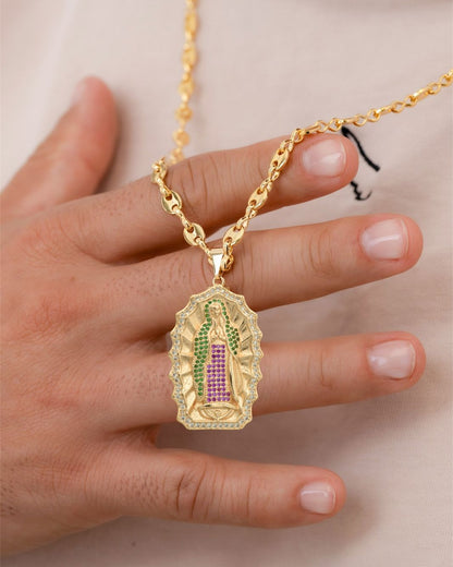 CADENA ESLABON 60 CM ( 4MM ) + VIRGEN GUADALUPE