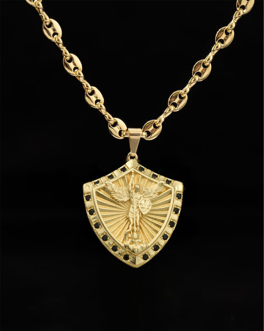 CADENA ESLABON (60CM 4MM) + DIJE PLACA DE SAN MIGUEL