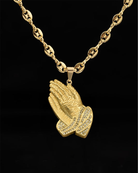 Cadena Eslabón ( 60 cm - 4 MM ) + Dijes Manos De Oracion