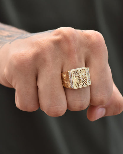 Anillo De Cruz Oro Laminado 18 K / Talla Ajustable