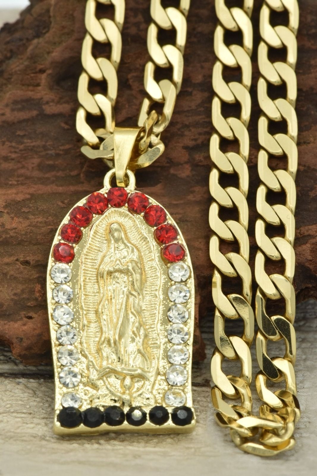 CADENA CUBANA  60CMM - 4MM + VIRGEN GUADALUPE
