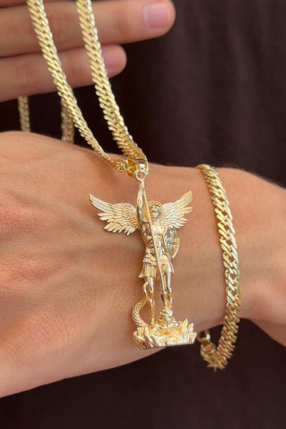 CADENA CRUZADA  (60CM 4MM) + ARCANGEL SAN MIGUEL + PULSERA GRATIS