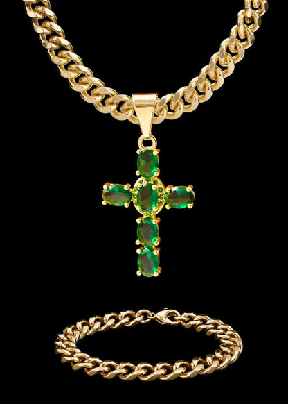 CADENA CUBANA (60CM 4MM) + CRUZ ESPECIAL +PULSERA GRATIS
