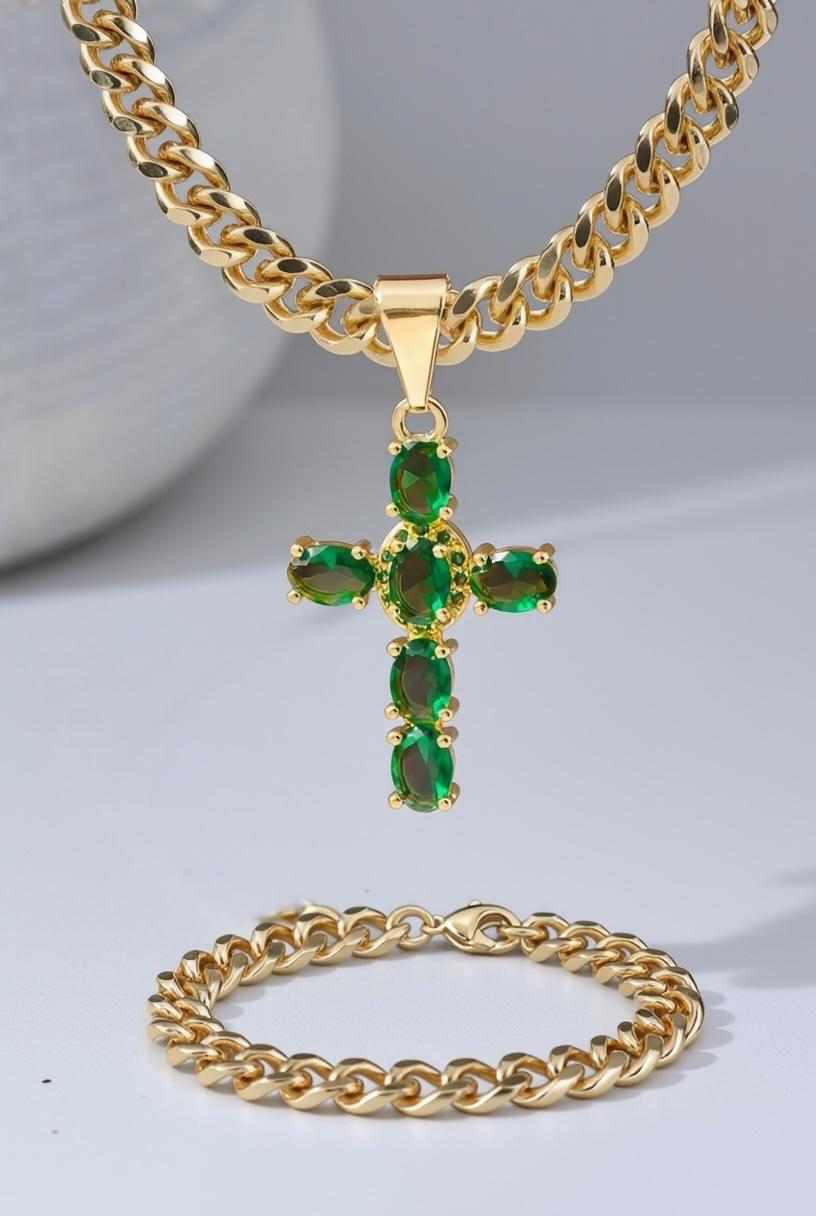 CADENA CUBANA (60CM 4MM) + CRUZ ESPECIAL +PULSERA GRATIS