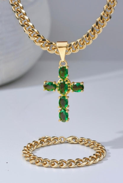 CADENA CUBANA (60CM 4MM) + CRUZ ESPECIAL +PULSERA GRATIS